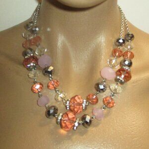 pink beaded double strand princess necklace excellent